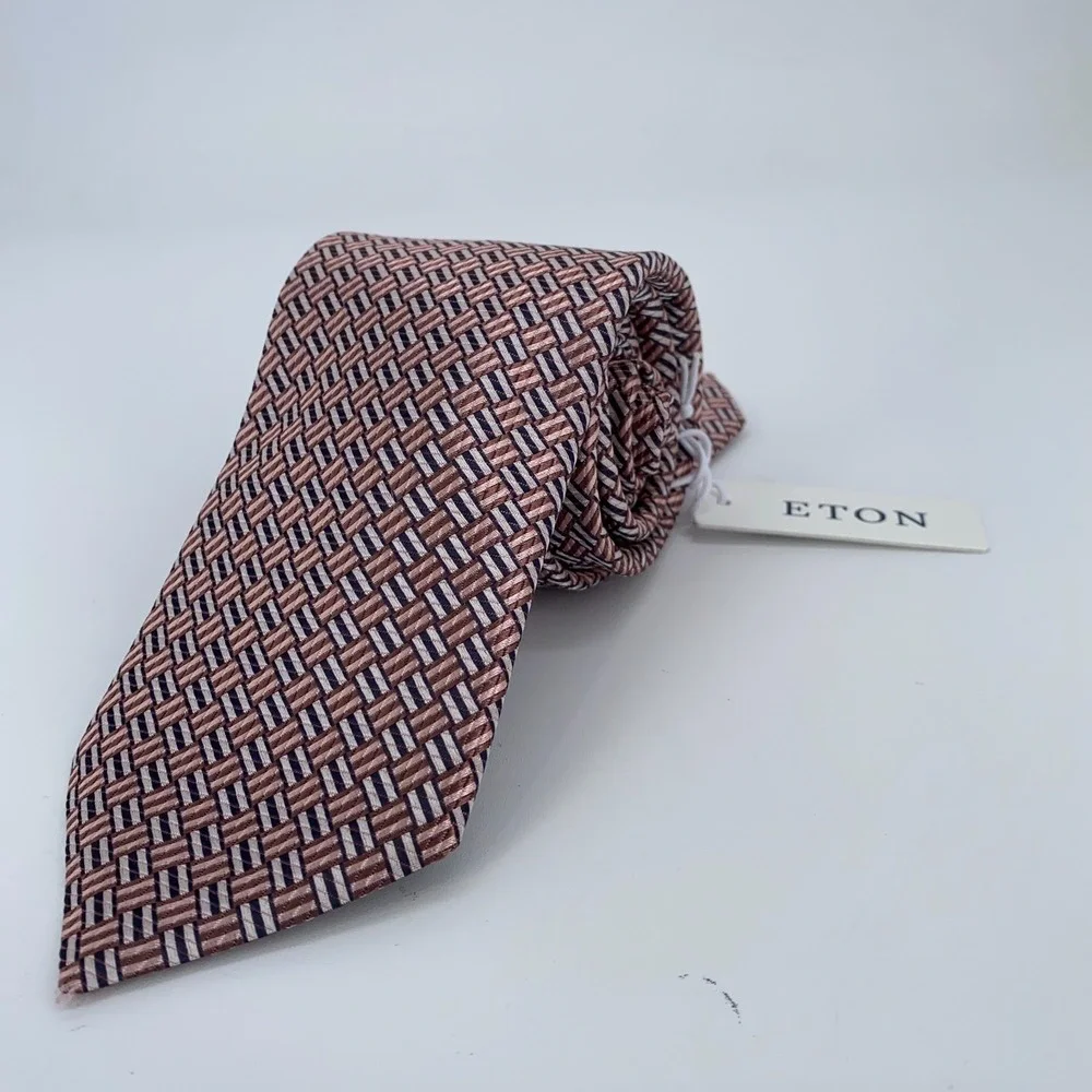 Eton Tie Mens‎ One Size Colorful Patterned Silk Classic Necktie Italy Made NWT